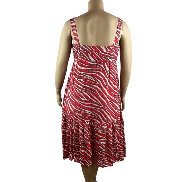 Michael Michael Kors Zebra Print Midi Dress Geranium Red Sleeveless XL - Picture 5 of 7